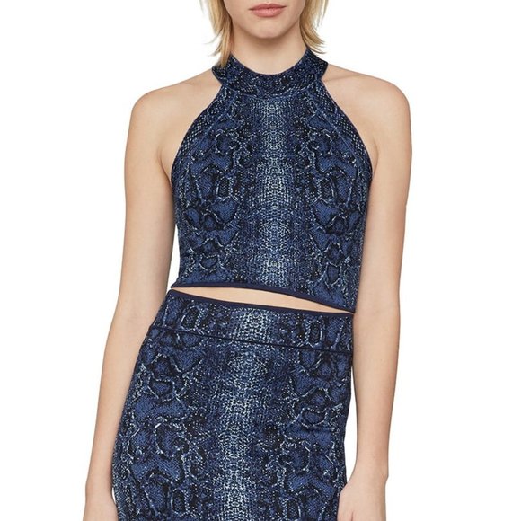 BCBG MAXAZRIA High Neck Snake Print Top Sz Medium - Picture 4 of 4